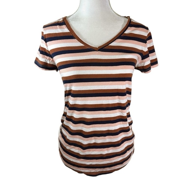 Isabel Maternity by Ingrid & Isabel Tops - Ingrid+Isabel Maternity - Striped Short Sleeve V Neck Tee - Size S
